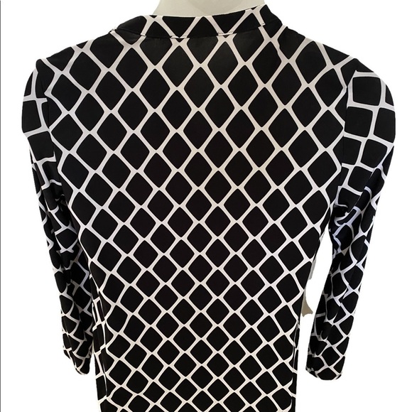 MICHAEL KORS Black & White Diamond Zipper Pockets Long Sleeve PS - Picture 3 of 3